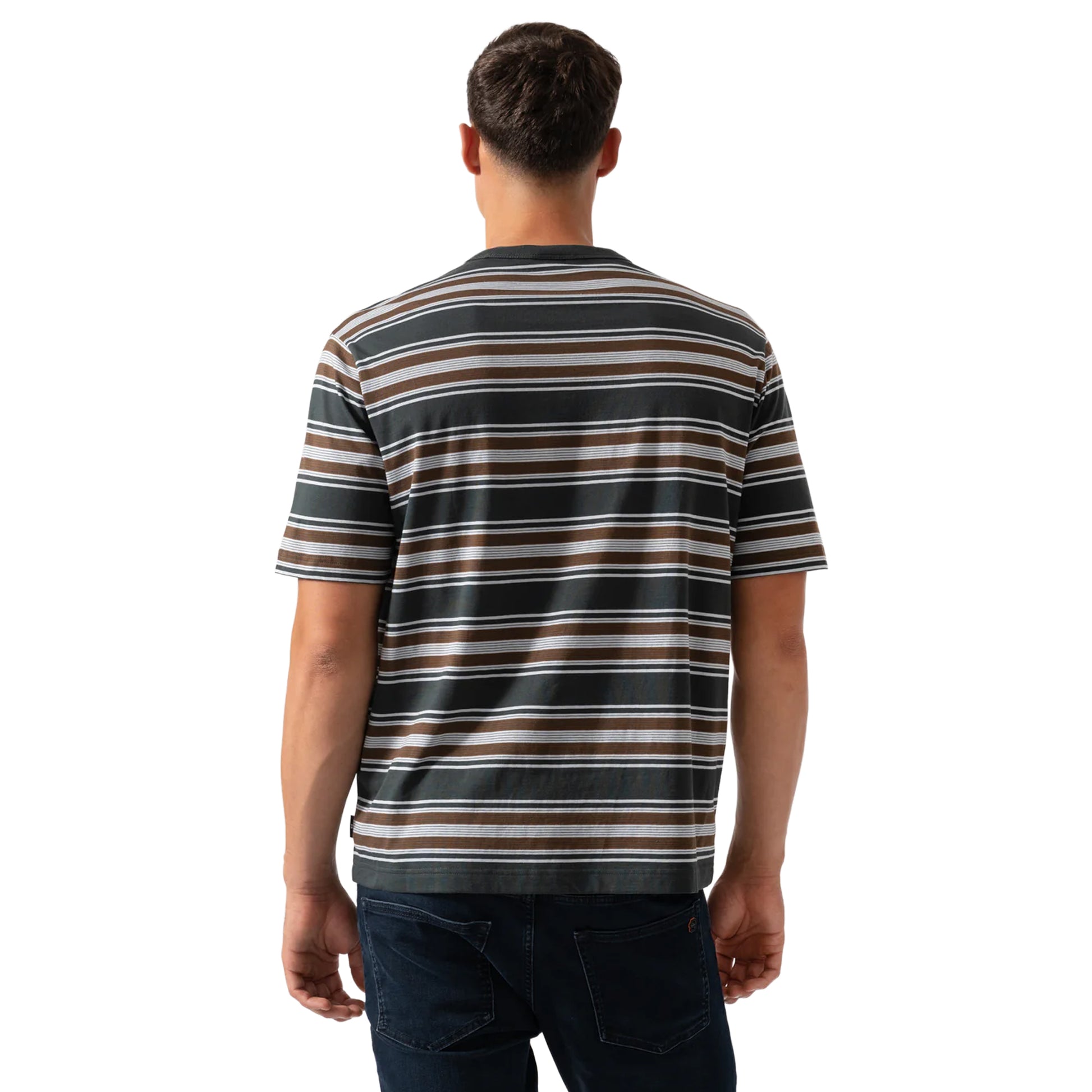Green - Back - Paul Smith Mens Wide Stripe Crew Neck T-Shirt