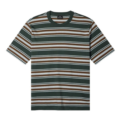 Green - Front - Paul Smith Mens Wide Stripe Crew Neck T-Shirt