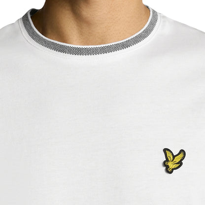 White-Black - Side - Lyle & Scott Mens Eagle Birdseye Tipped T-Shirt