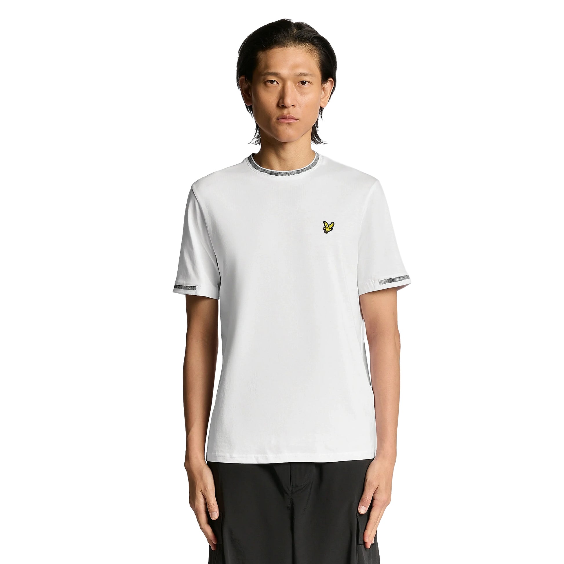 White-Black - Lifestyle - Lyle & Scott Mens Eagle Birdseye Tipped T-Shirt
