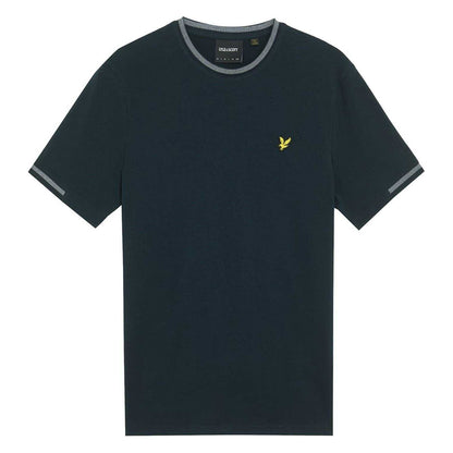 Dark Navy - Front - Lyle & Scott Mens Eagle Birdseye Tipped T-Shirt