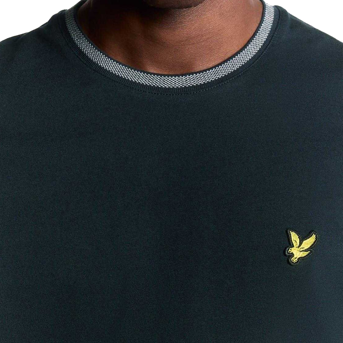 Dark Navy - Side - Lyle & Scott Mens Eagle Birdseye Tipped T-Shirt