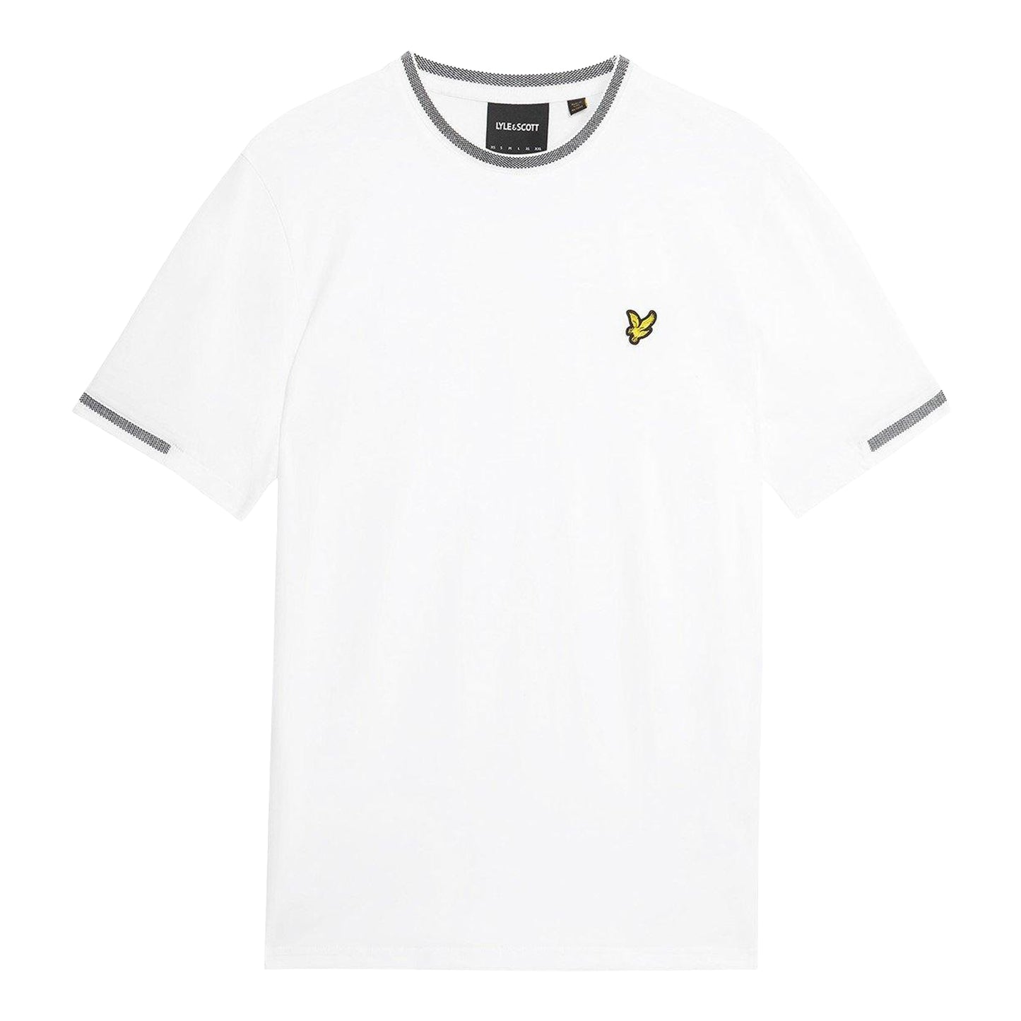 White-Black - Front - Lyle & Scott Mens Eagle Birdseye Tipped T-Shirt