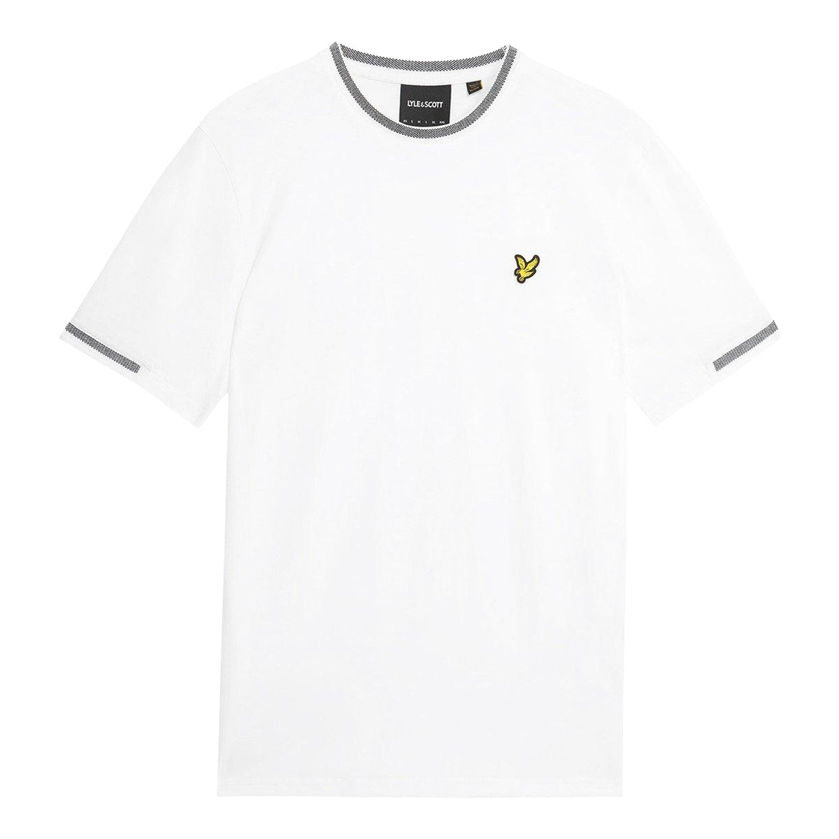 White-Black - Front - Lyle & Scott Mens Eagle Birdseye Tipped T-Shirt