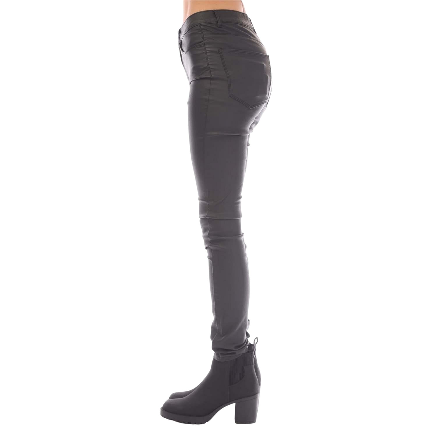 Black - Side - Only Womens-Ladies Anne K Faux Leather Trousers