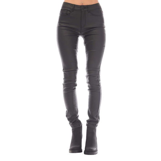 Black - Front - Only Womens-Ladies Anne K Faux Leather Trousers