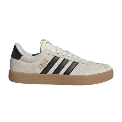 Cream-Black-Gold - Front - Adidas Womens-Ladies VL Court 3.0 Leather Flat Trainers