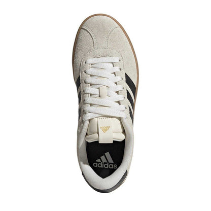 Cream-Black-Gold - Side - Adidas Womens-Ladies VL Court 3.0 Leather Flat Trainers