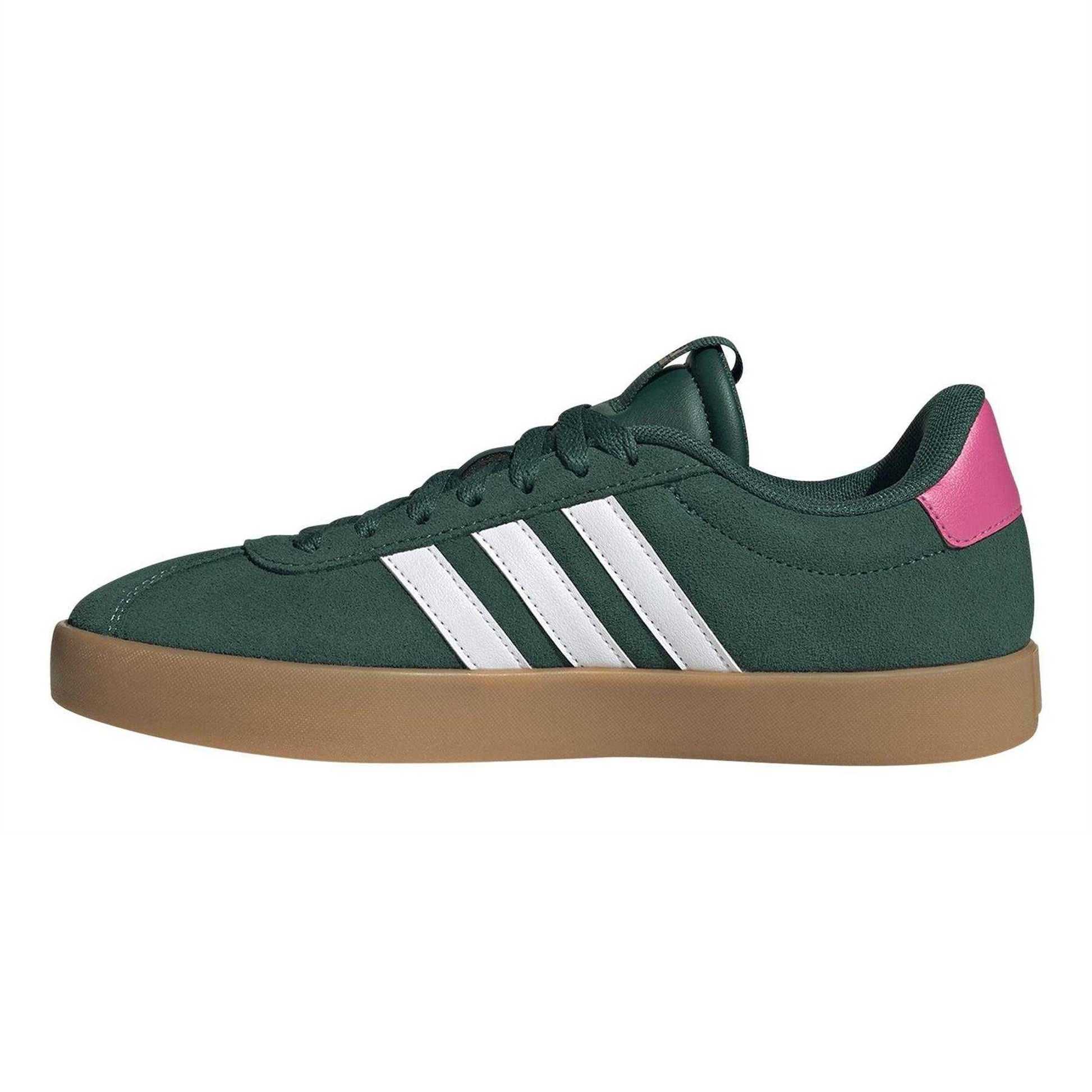 Green-Pink - Side - Adidas Womens-Ladies VL Court 3.0 Leather Flat Trainers