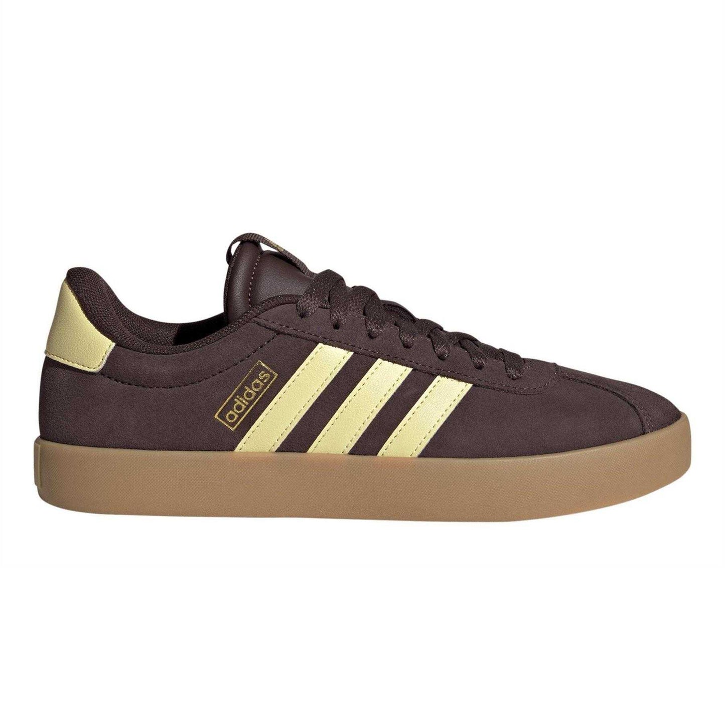 Maroon-Yellow - Front - Adidas Womens-Ladies VL Court 3.0 Leather Flat Trainers