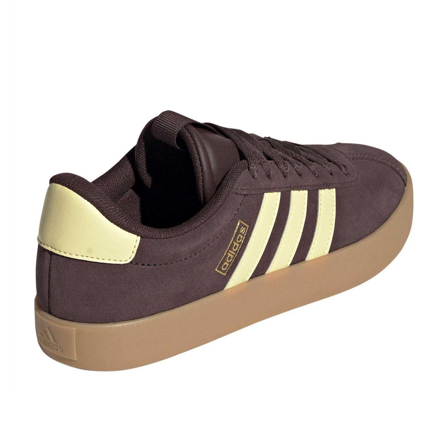 Maroon-Yellow - Back - Adidas Womens-Ladies VL Court 3.0 Leather Flat Trainers