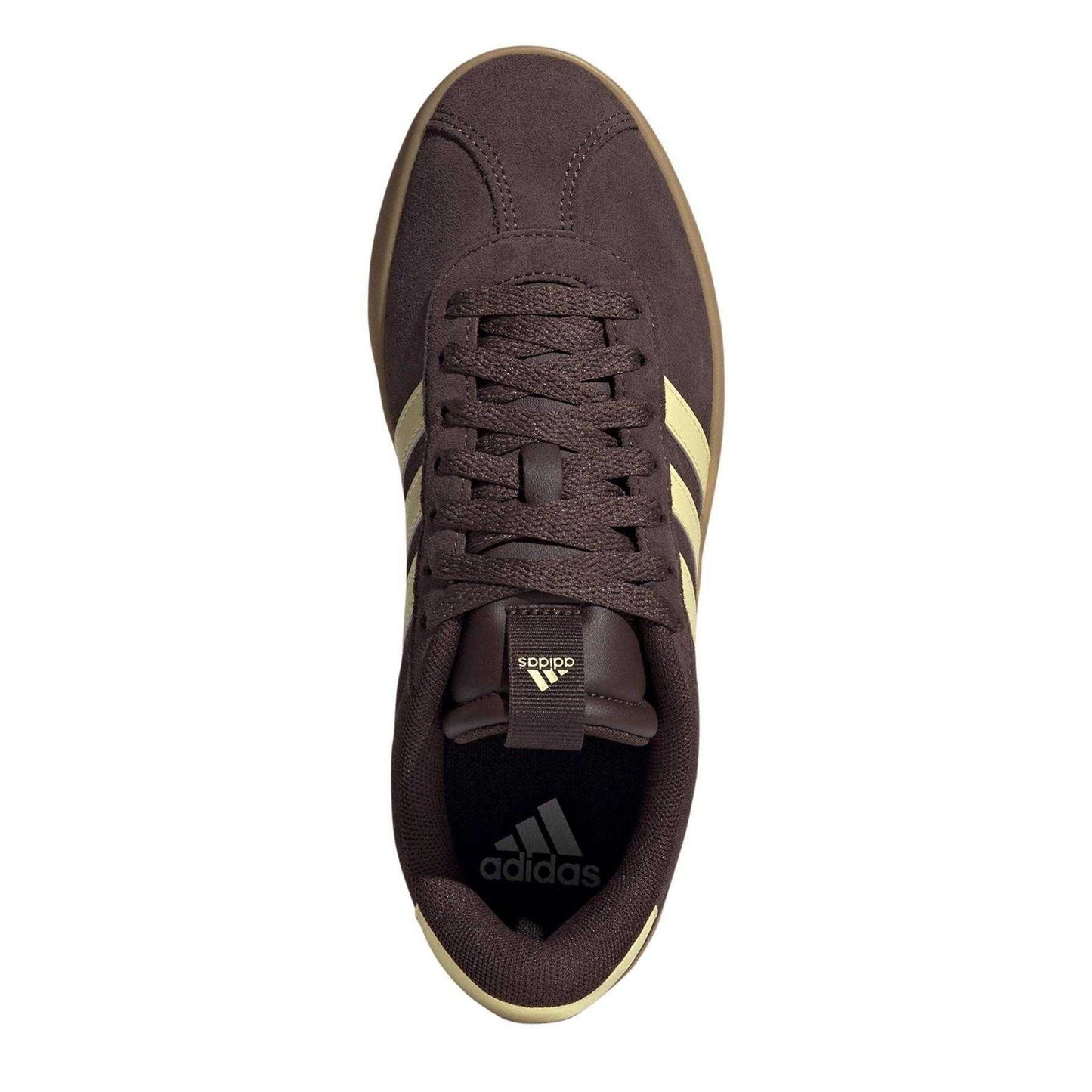 Maroon-Yellow - Lifestyle - Adidas Womens-Ladies VL Court 3.0 Leather Flat Trainers