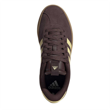 Maroon-Yellow - Lifestyle - Adidas Womens-Ladies VL Court 3.0 Leather Flat Trainers