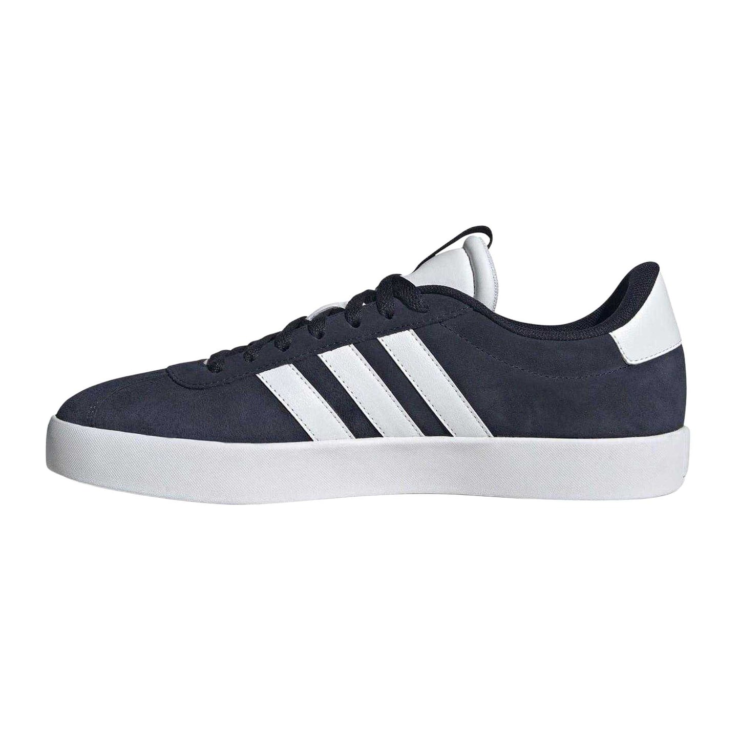 Navy-White - Side - Adidas Womens-Ladies VL Court 3.0 Leather Flat Trainers