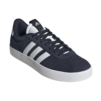 Navy-White - Pack Shot - Adidas Womens-Ladies VL Court 3.0 Leather Flat Trainers