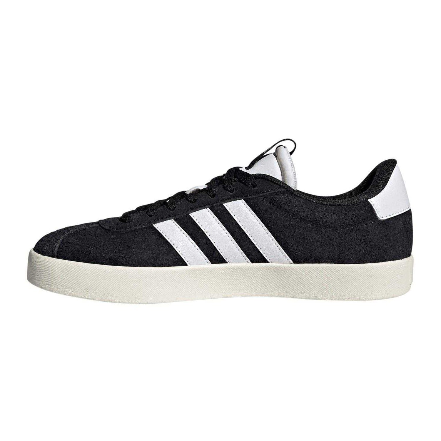 Black-White - Back - Adidas Womens-Ladies VL Court 3.0 Leather Flat Trainers
