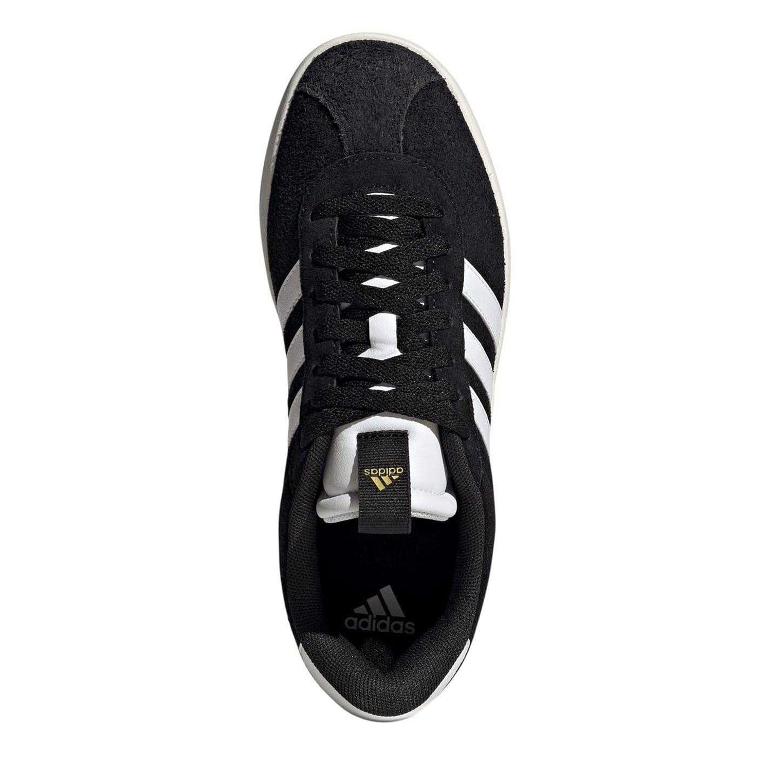 Black-White - Side - Adidas Womens-Ladies VL Court 3.0 Leather Flat Trainers