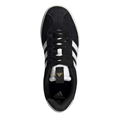 Black-White - Side - Adidas Womens-Ladies VL Court 3.0 Leather Flat Trainers
