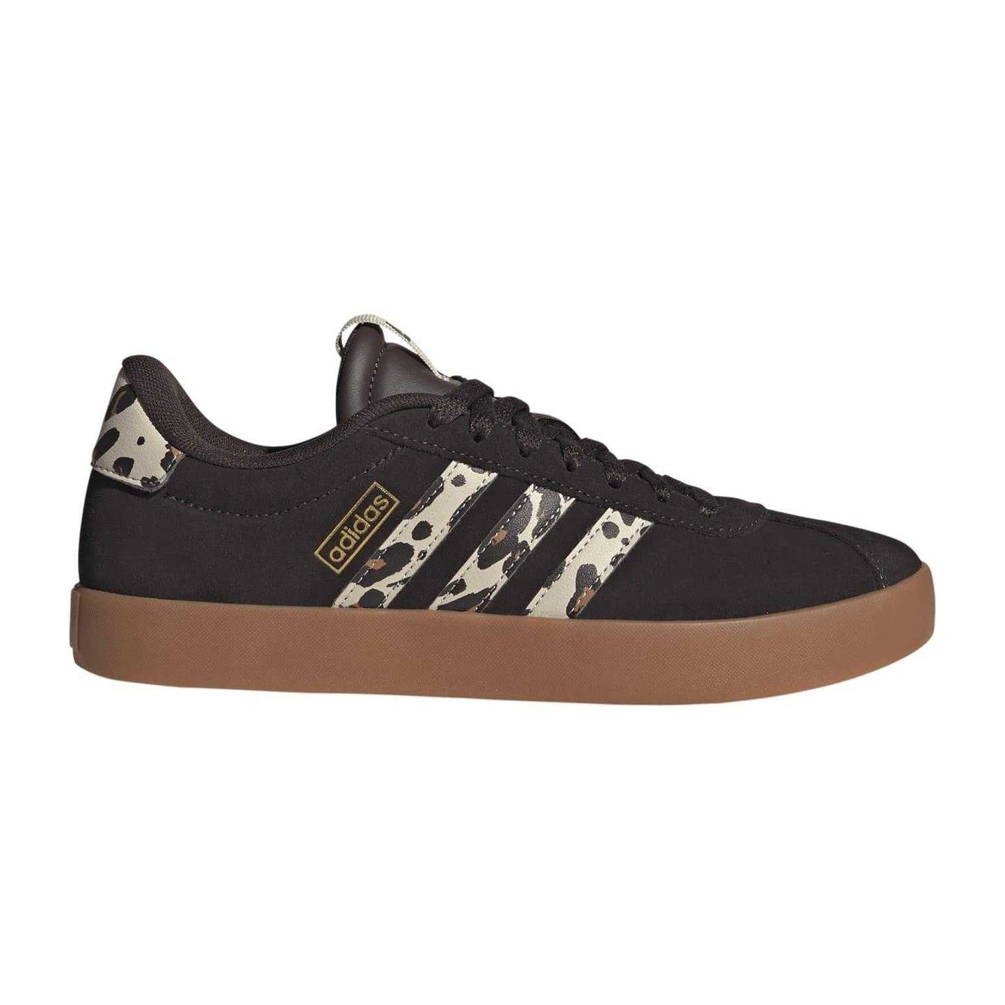 Brown-Leopard - Back - Adidas Womens-Ladies VL Court 3.0 Leather Flat Trainers