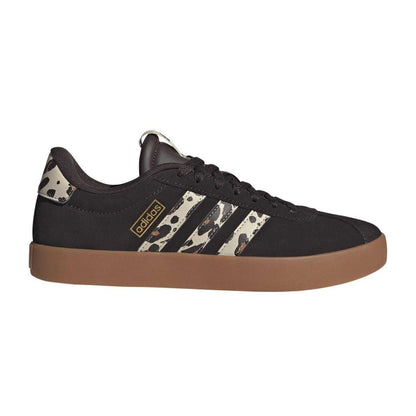 Brown-Leopard - Back - Adidas Womens-Ladies VL Court 3.0 Leather Flat Trainers