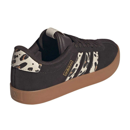 Brown-Leopard - Side - Adidas Womens-Ladies VL Court 3.0 Leather Flat Trainers