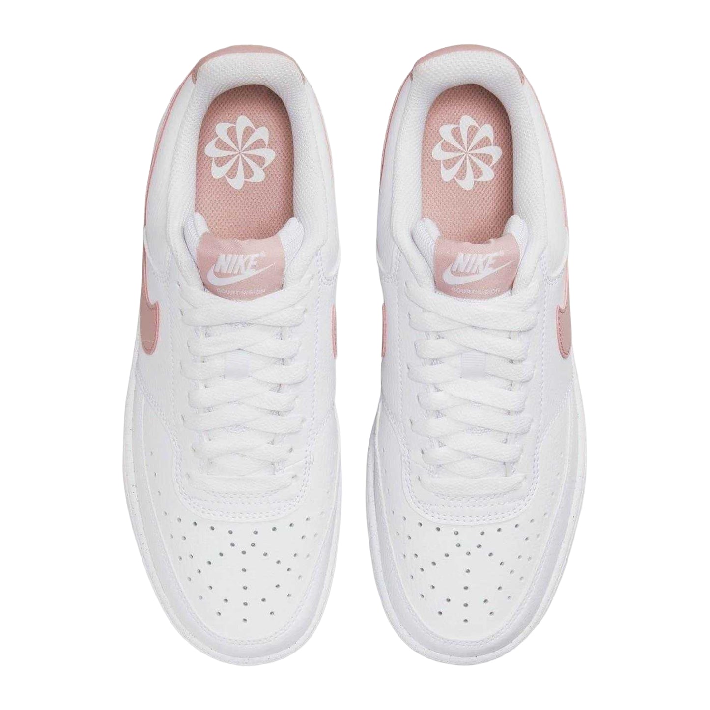 White-Pink - Side - Nike Womens-Ladies Vision Low Next Nature Trainers