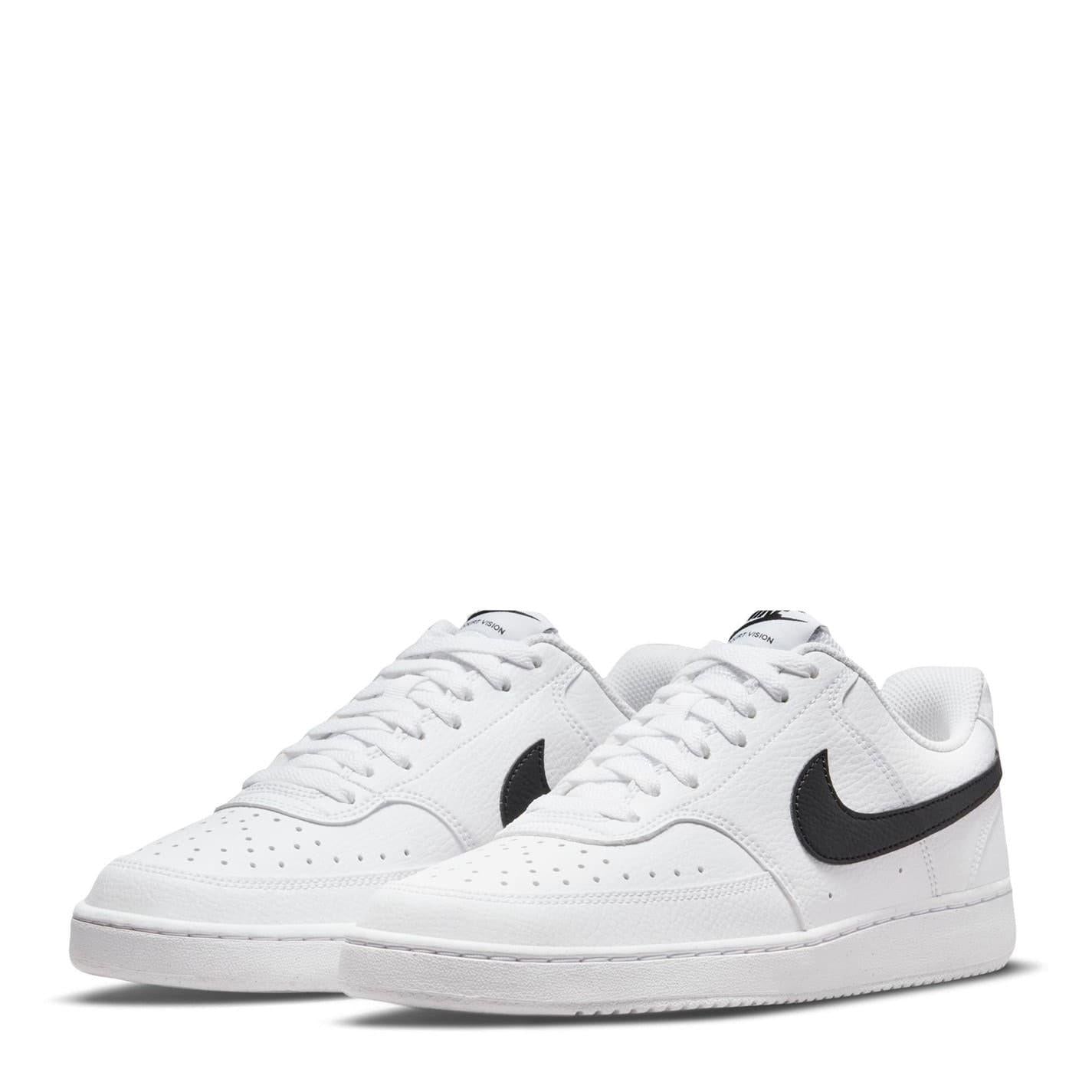 White-Jet Black - Side - Nike Womens-Ladies Vision Low Next Nature Trainers