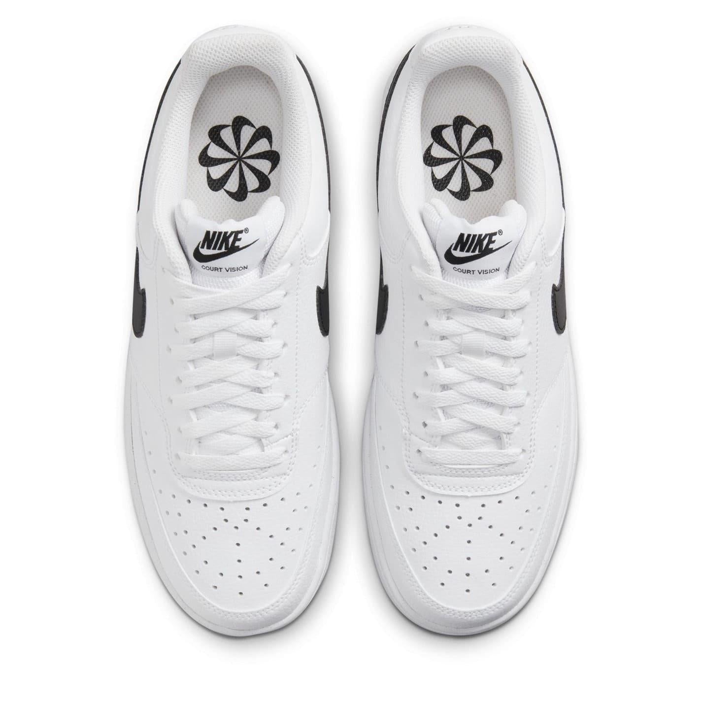 White-Jet Black - Pack Shot - Nike Womens-Ladies Vision Low Next Nature Trainers