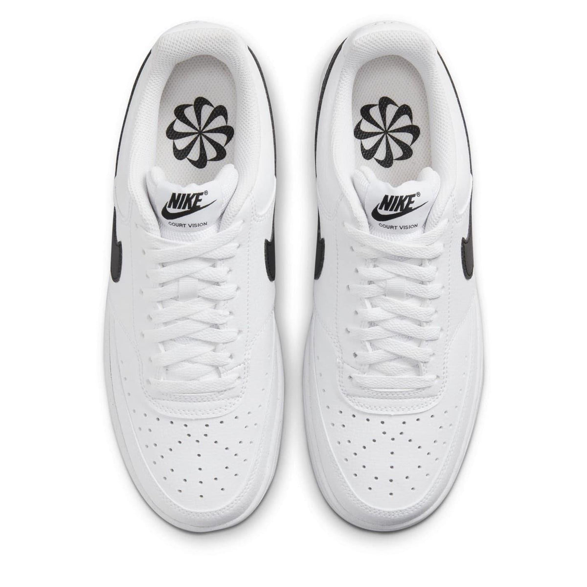 White-Jet Black - Pack Shot - Nike Womens-Ladies Vision Low Next Nature Trainers