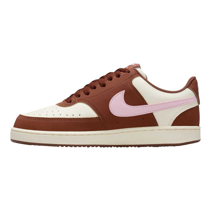 Brown-Pink - Side - Nike Womens-Ladies Vision Low Next Nature Trainers