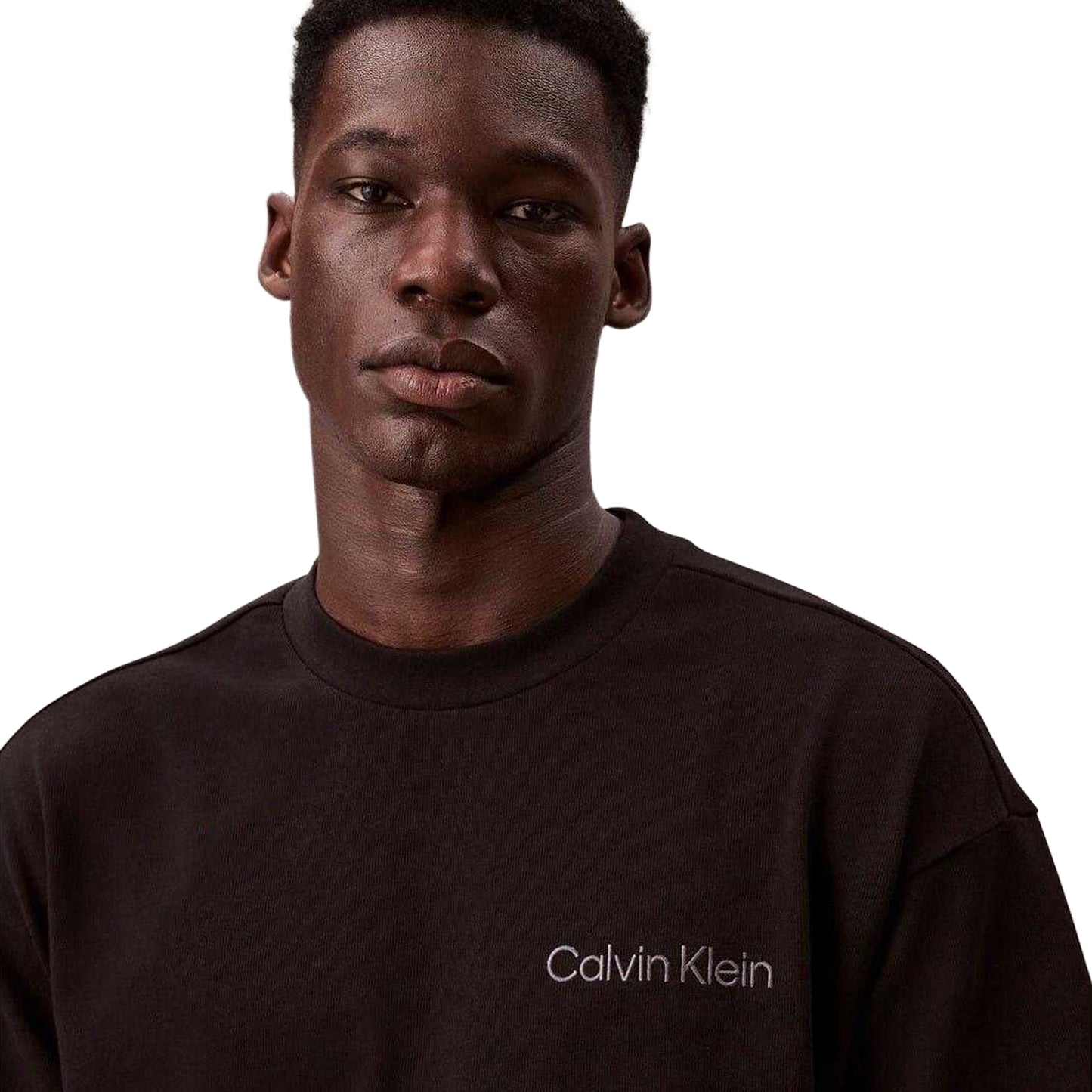 Black - Side - Calvin Klein Mens Logo Crew Neck T-Shirt