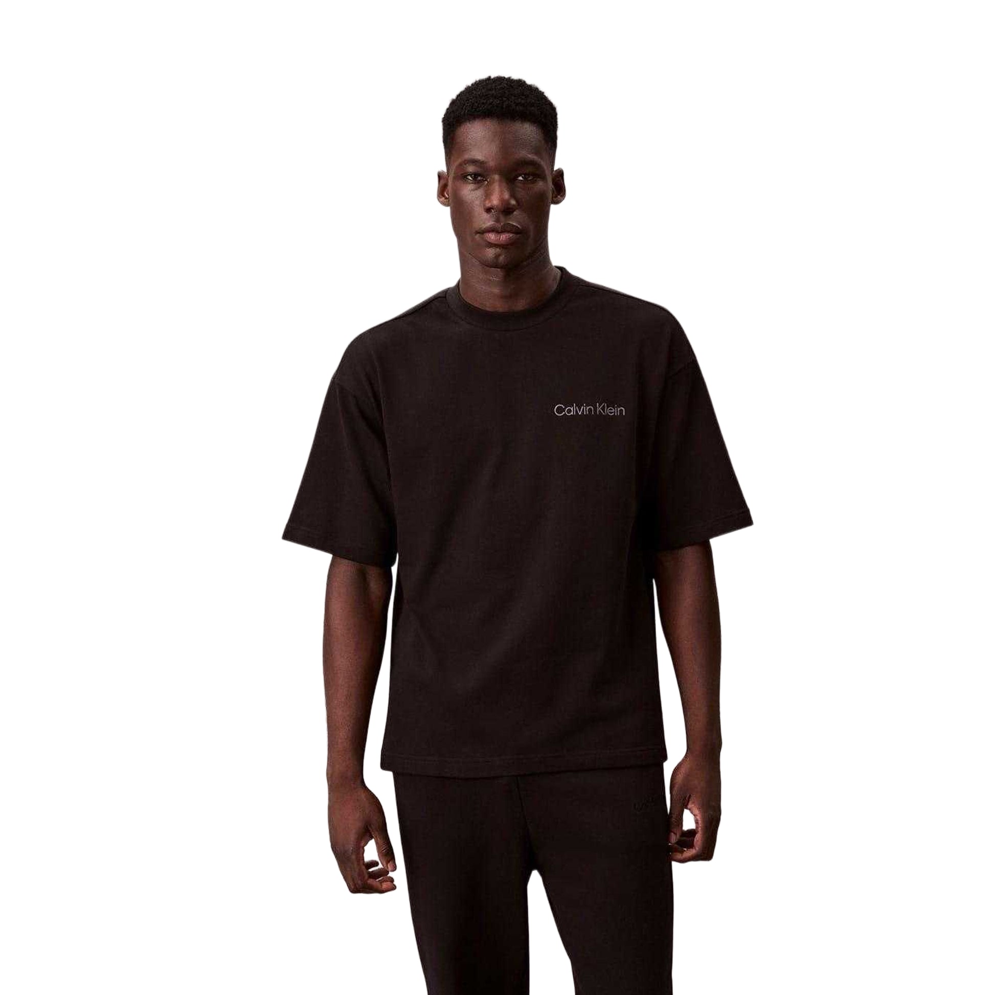 Black - Lifestyle - Calvin Klein Mens Logo Crew Neck T-Shirt