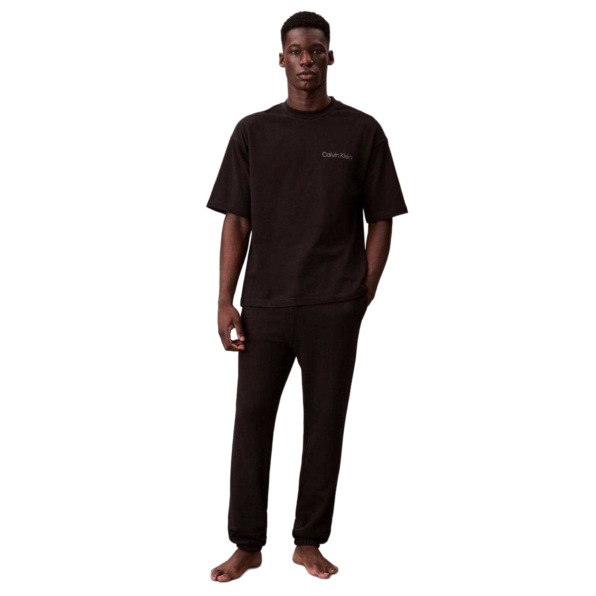 Black - Pack Shot - Calvin Klein Mens Logo Crew Neck T-Shirt