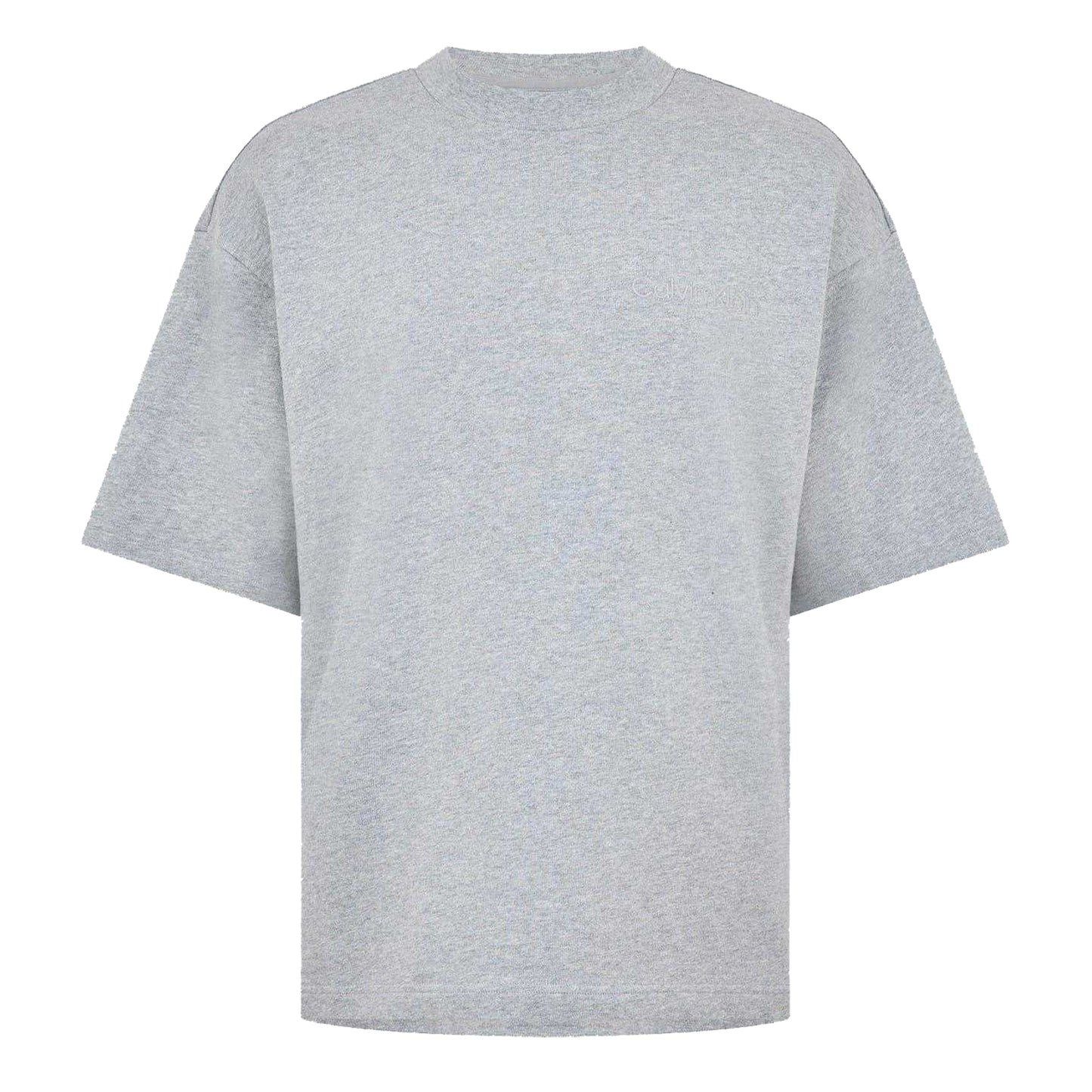 Grey Heather - Front - Calvin Klein Mens Logo Crew Neck T-Shirt