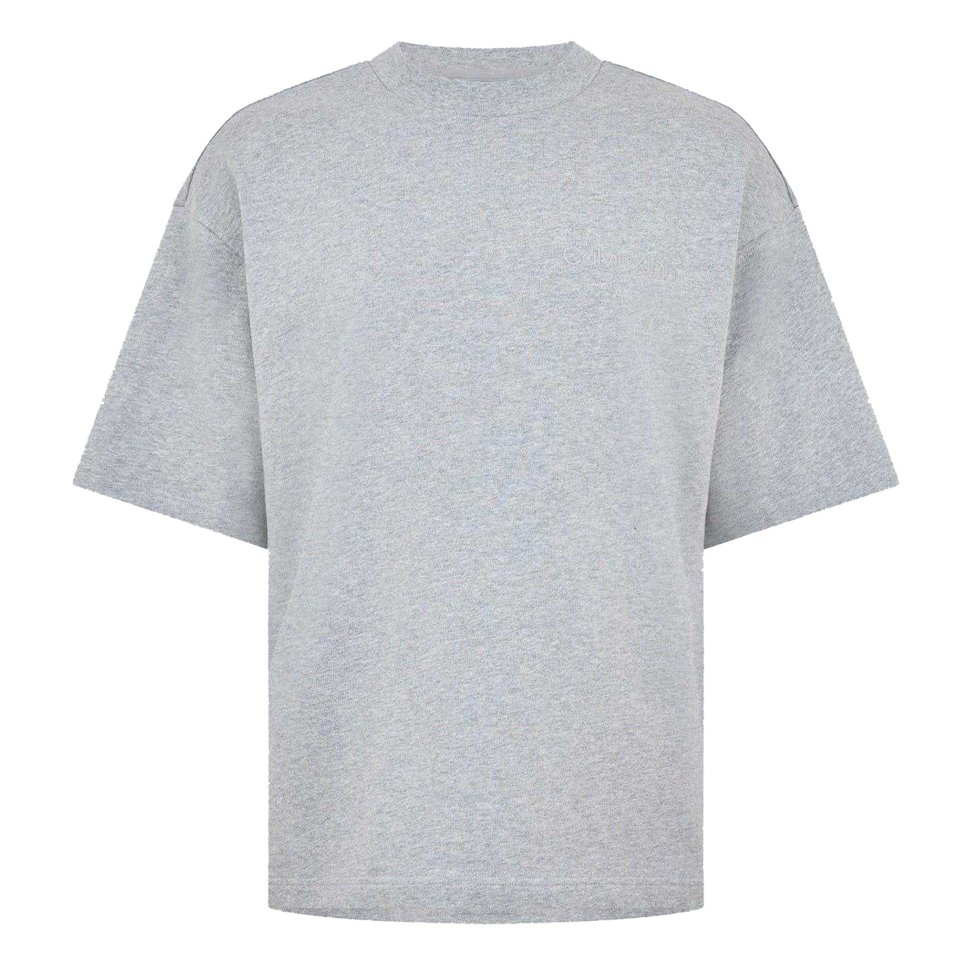 Grey Heather - Front - Calvin Klein Mens Logo Crew Neck T-Shirt