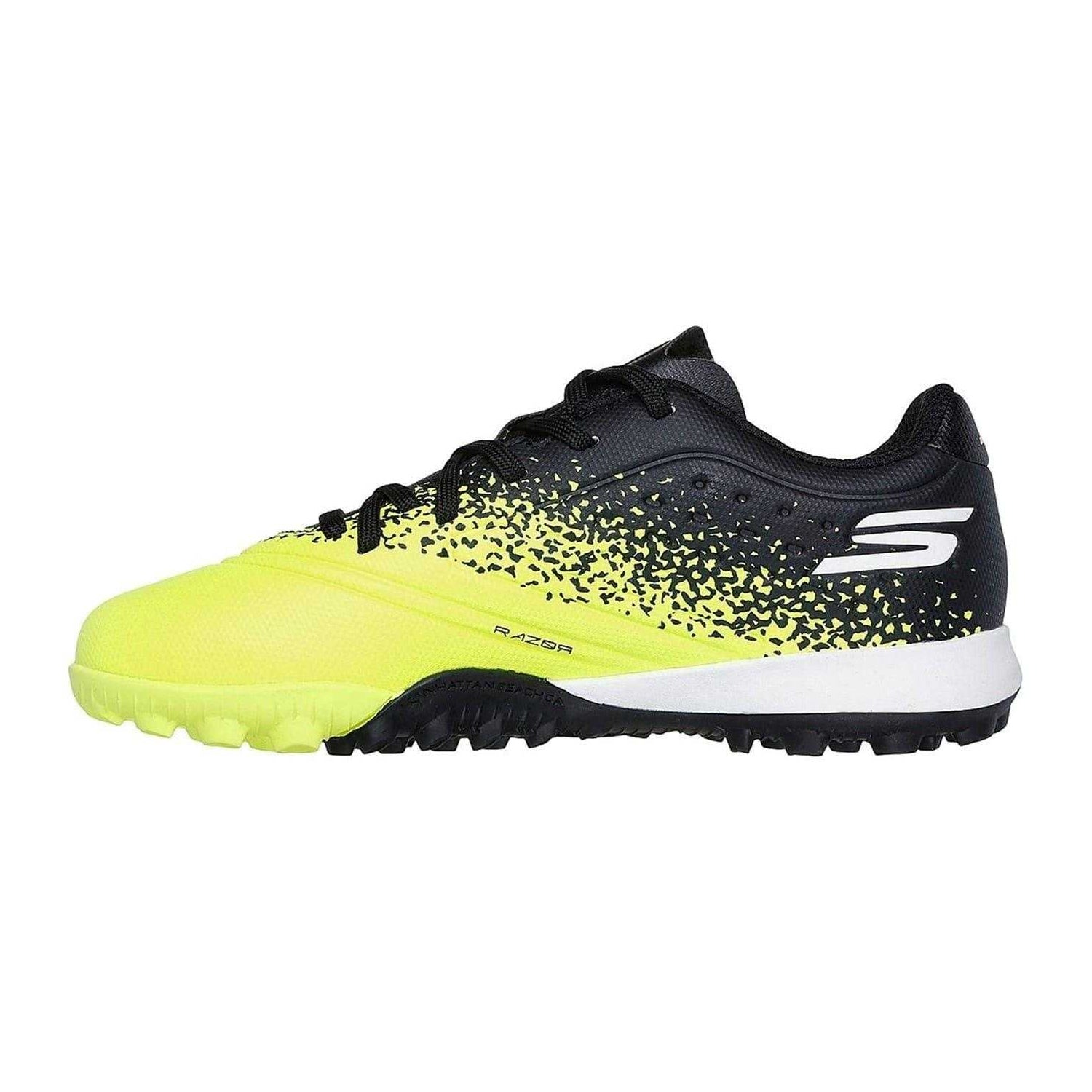 Yellow-Black - Back - Skechers Childrens-Kids Razor 1.5 Graphic Print Flat Astro Turf Trainers