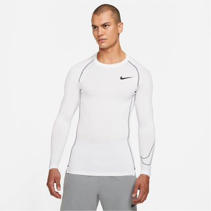 White - Front - Nike Mens Pro Core Long-Sleeved T-Shirt