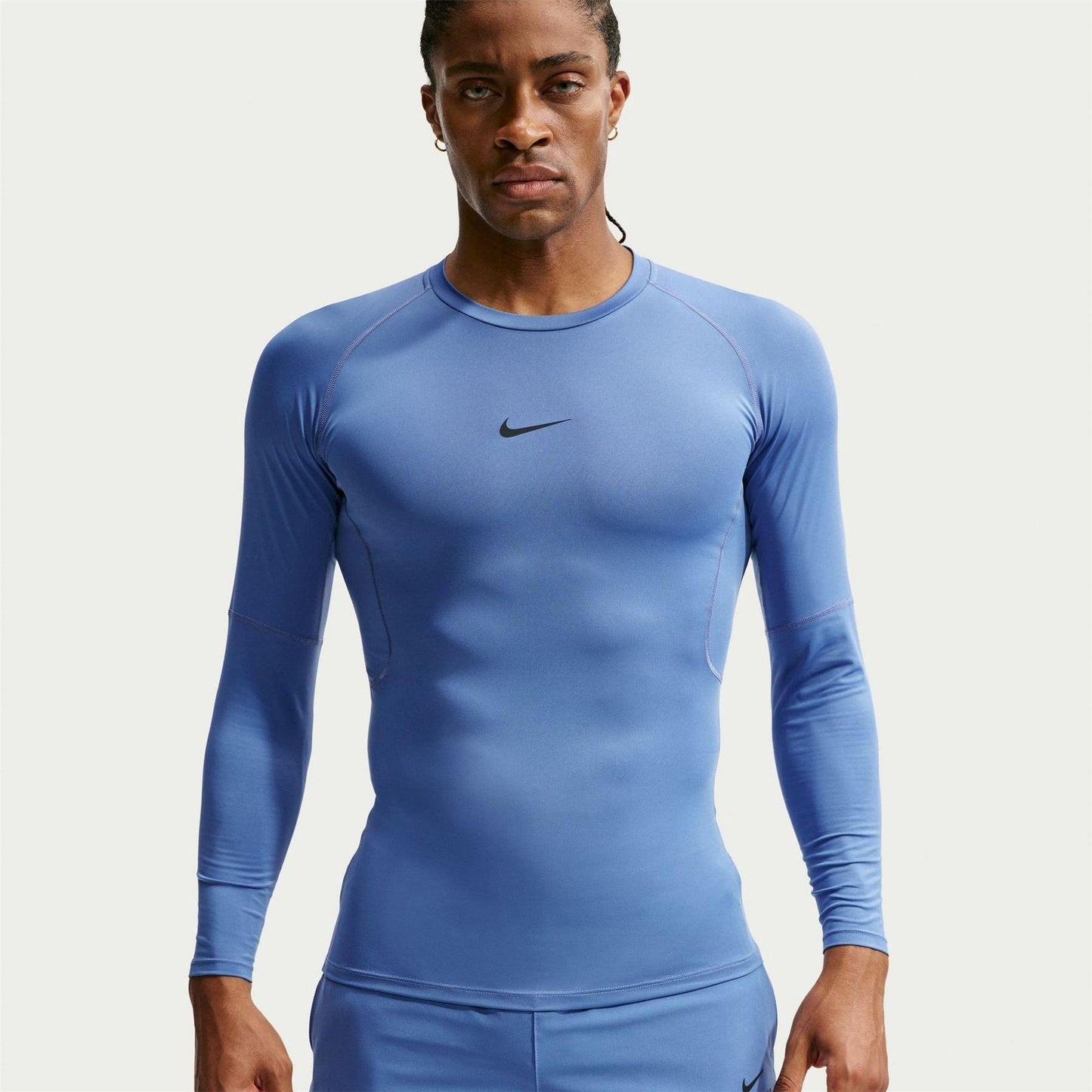 Indigo - Front - Nike Mens Pro Core Long-Sleeved T-Shirt