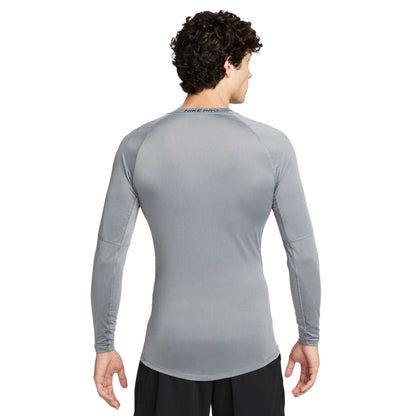 Grey - Back - Nike Mens Pro Core Long-Sleeved T-Shirt