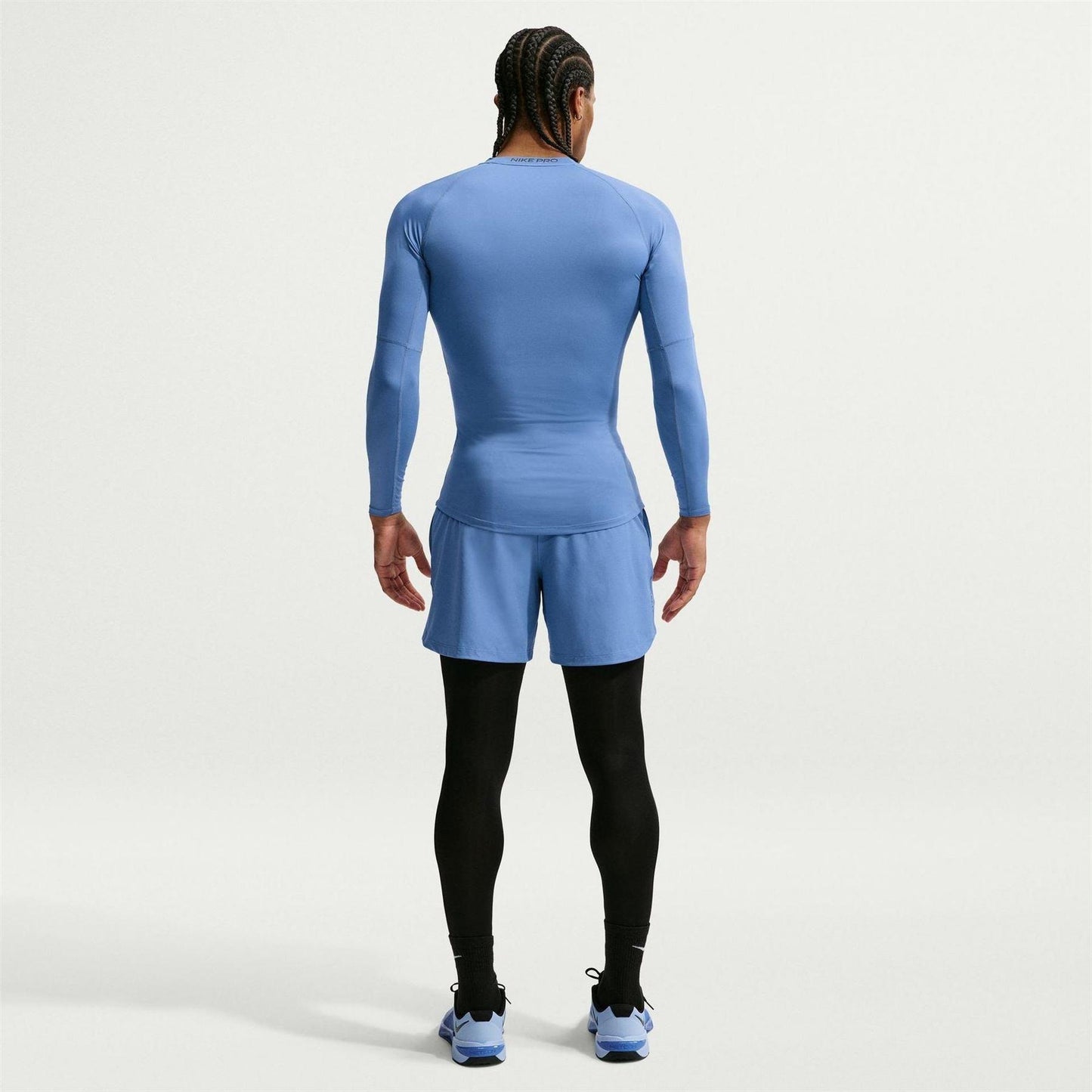 Indigo - Close up - Nike Mens Pro Core Long-Sleeved T-Shirt