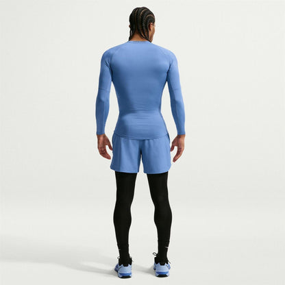 Indigo - Close up - Nike Mens Pro Core Long-Sleeved T-Shirt
