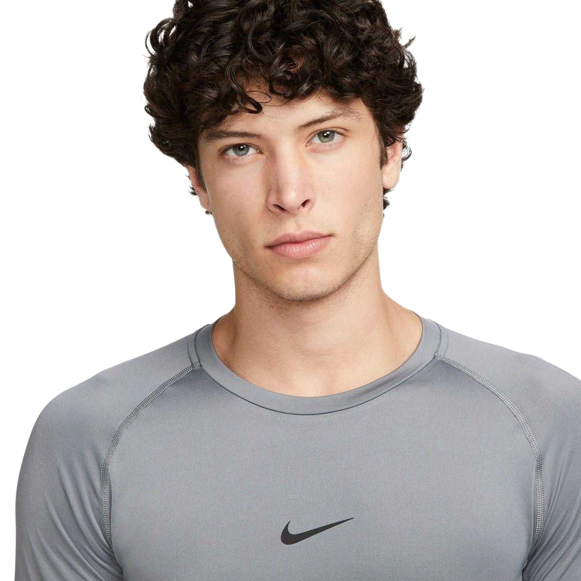 Grey - Side - Nike Mens Pro Core Long-Sleeved T-Shirt