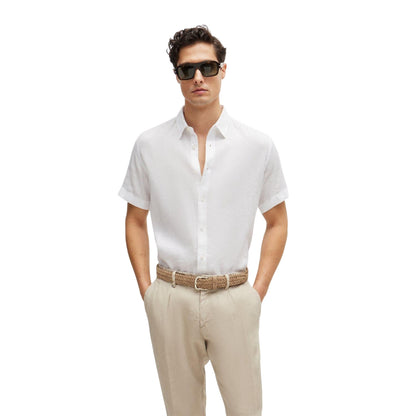 Beige - Front - Boss Sash Woven Leather Sueded Belt