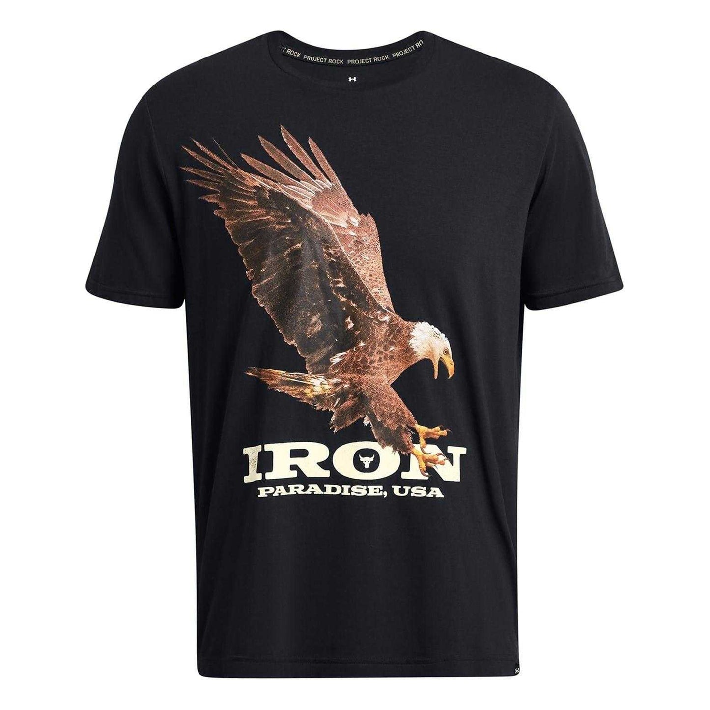 Black - Front - Under Armour Mens Project Rock Eagle T-Shirt
