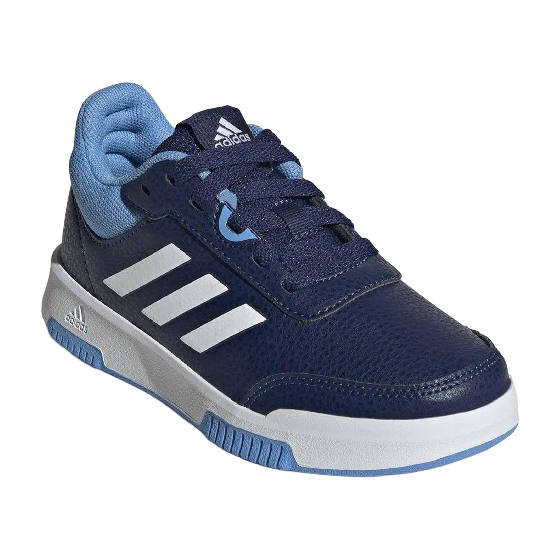 Navy-White - Pack Shot - Adidas Boys Tensaur 3 Leather Trainers
