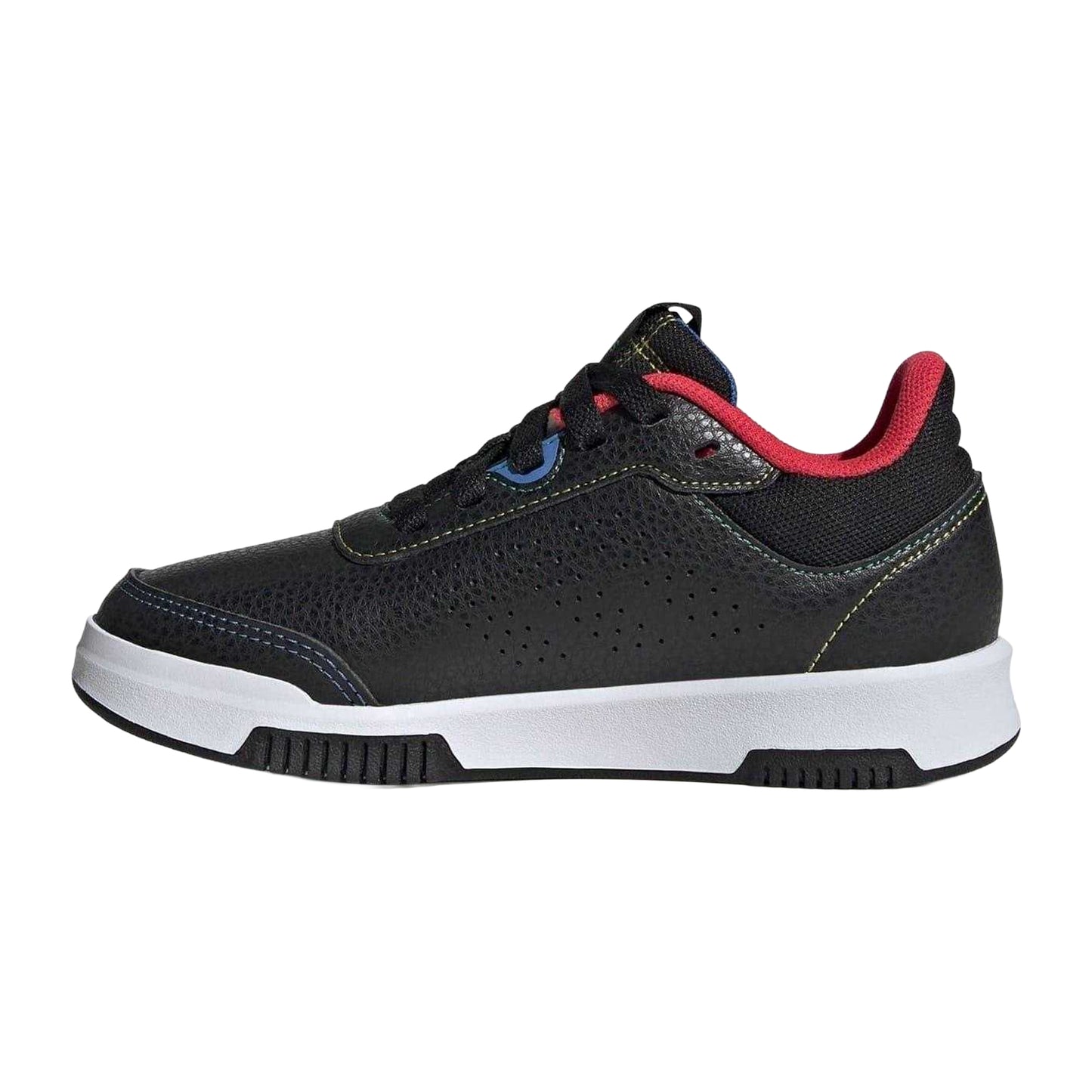 Black-Red - Side - Adidas Boys Tensaur 3 Leather Trainers