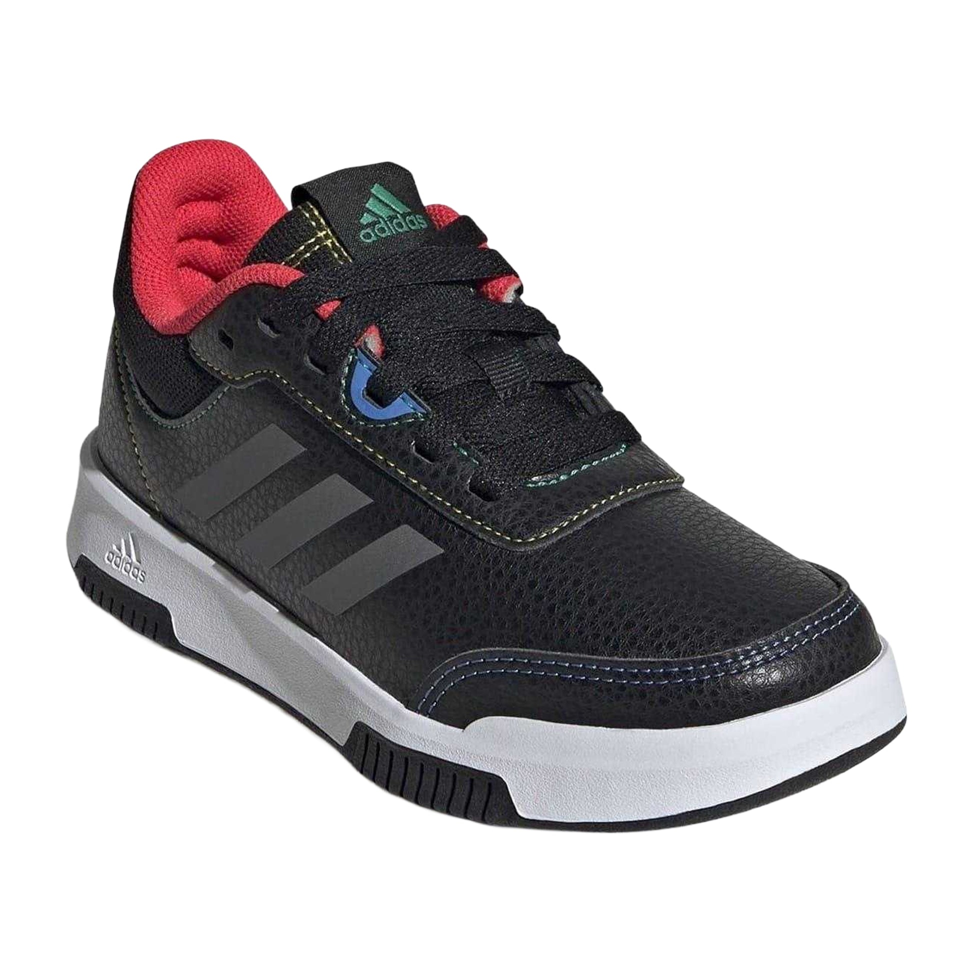Black-Red - Pack Shot - Adidas Boys Tensaur 3 Leather Trainers