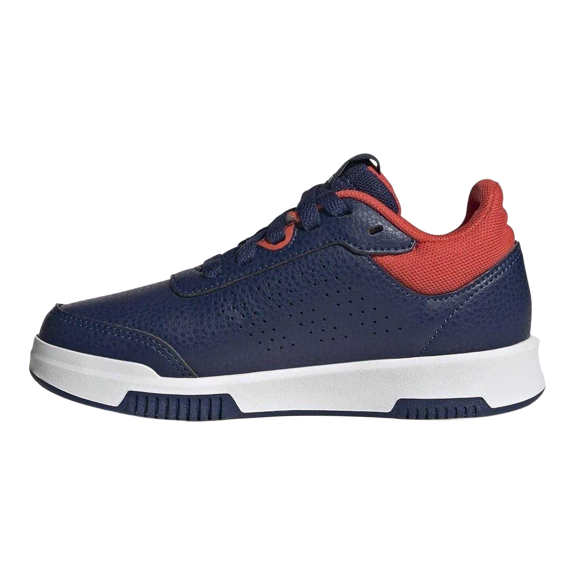 Navy-Red - Side - Adidas Boys Tensaur 3 Leather Trainers