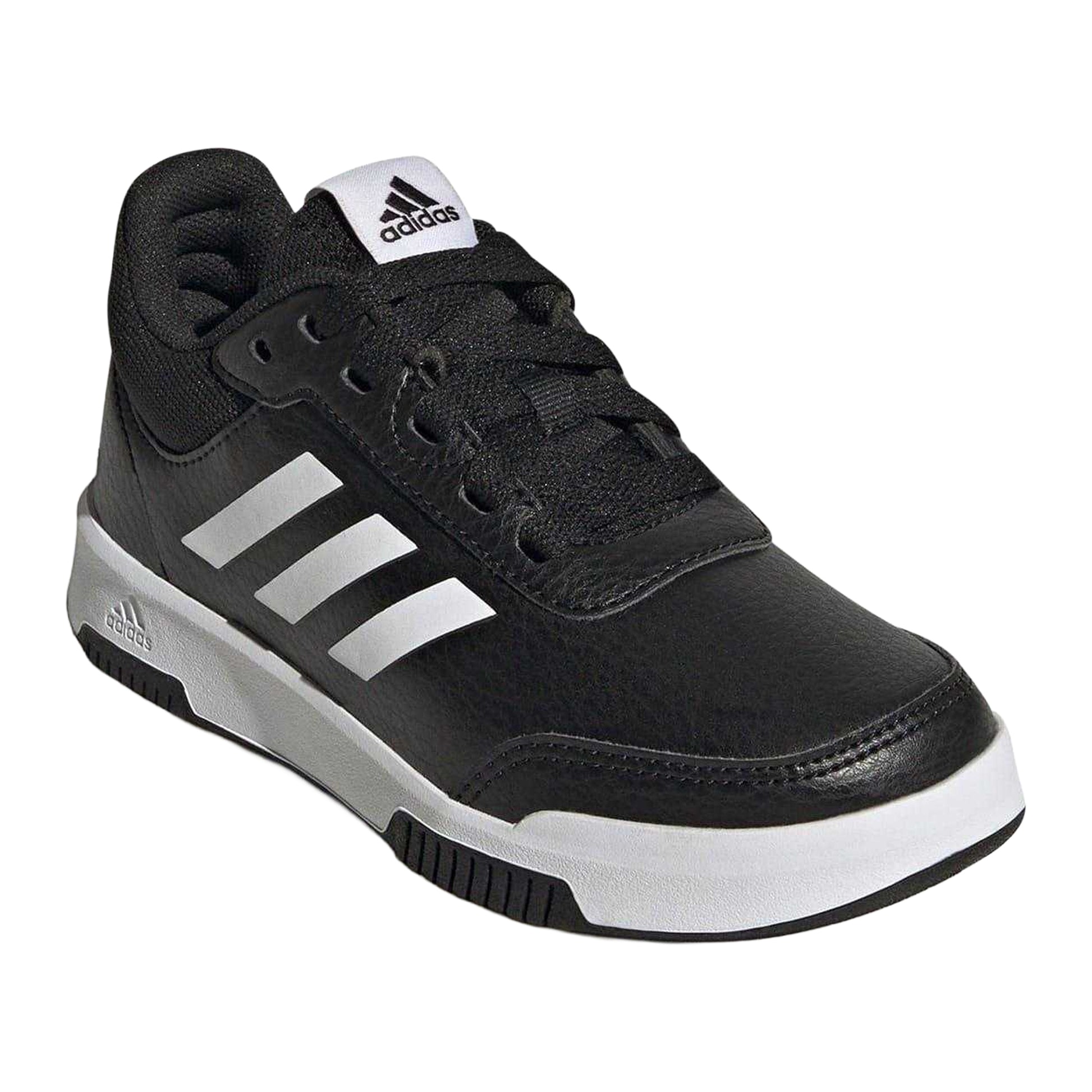 Black-White - Pack Shot - Adidas Boys Tensaur 3 Leather Trainers