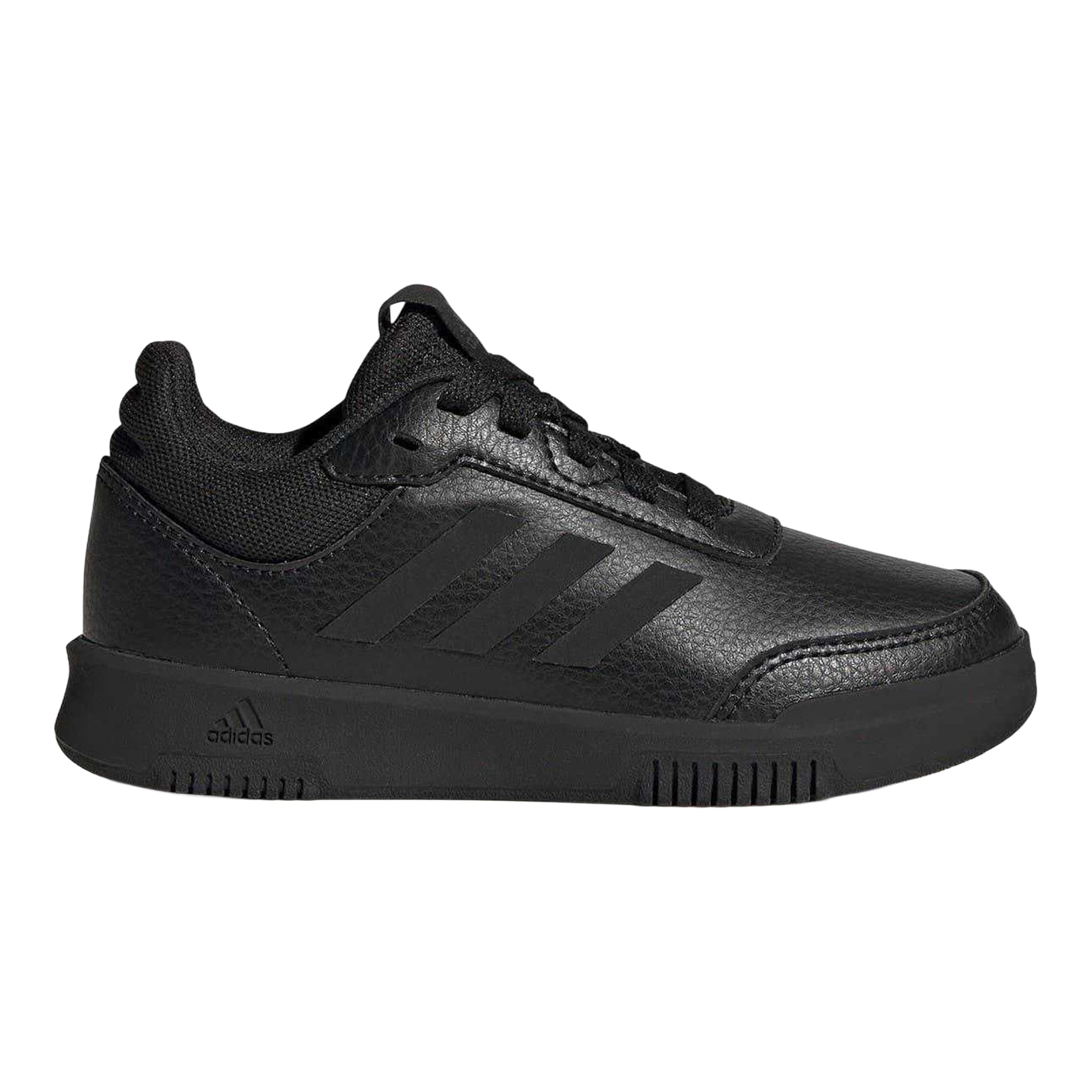Triple Black - Front - Adidas Boys Tensaur 3 Leather Trainers